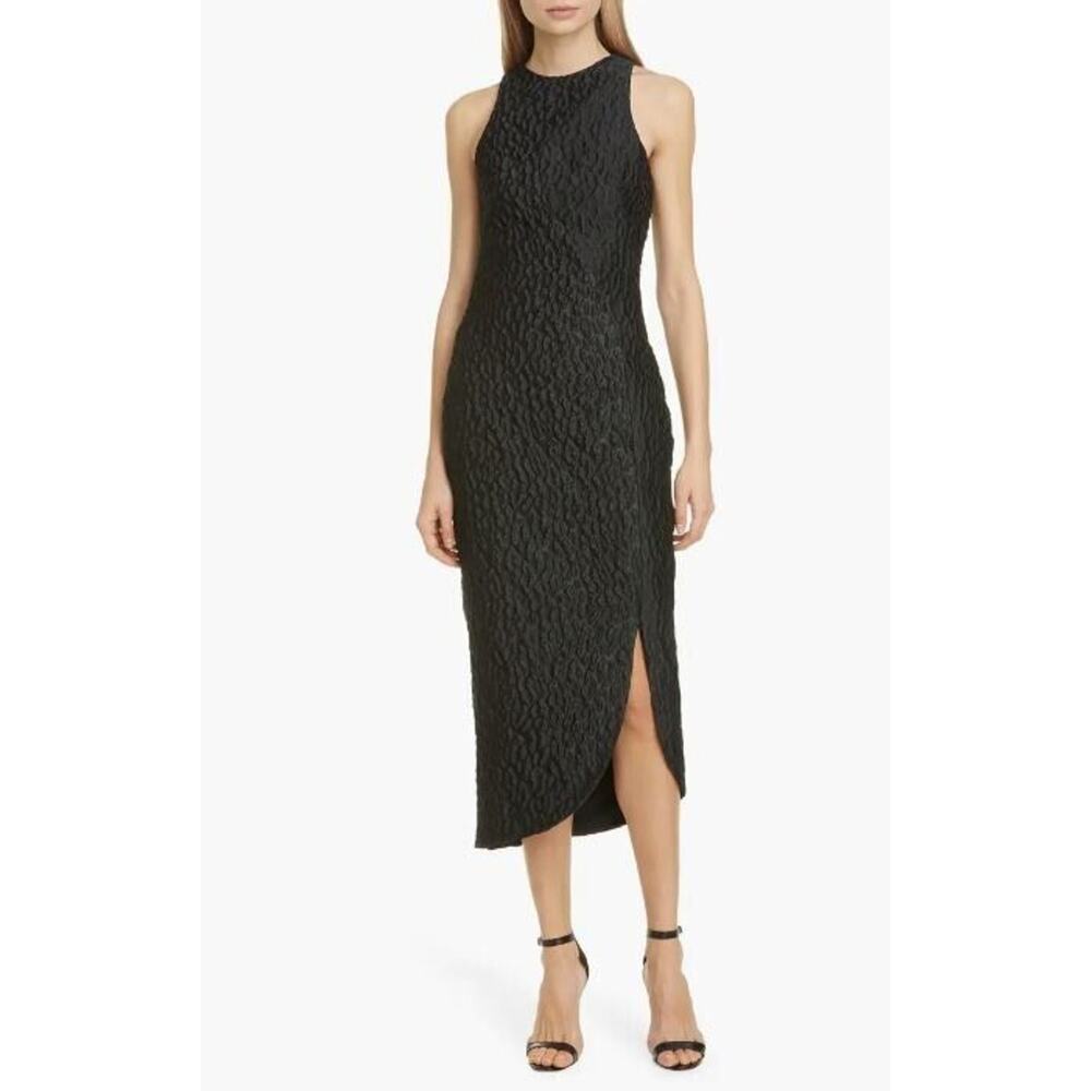 Brandon‎ Maxwell Sleeveless Jacquard Leopard Print Dress in black Small $1695